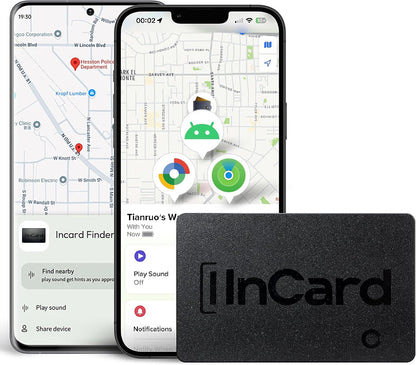 Incard Wallet Tracker Card,Certified by Apple Find My & Goole’s Find Hub Bluetooth Tracker, 1.7mm Wallet Finder, IP68 Waterproof Smart Card,5 Years Battery Life Item Finder for Passport-1PCS