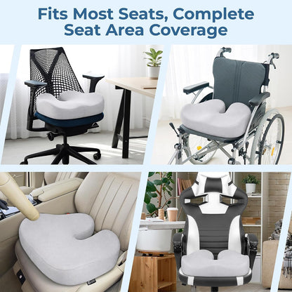 5 STARS UNITED Seat Cushion - Memory Foam Chair Cushion for Tailbone Pain Relief - Ergonomic Support for Coccyx, Sciatica & Butt - Office, Desk & Gaming Chair, Car Seat, Wheelchair, Black Suede