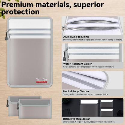 Tamfile Fireproof Document Bag with 2 Pack Fireproof Organizer Travel Bag