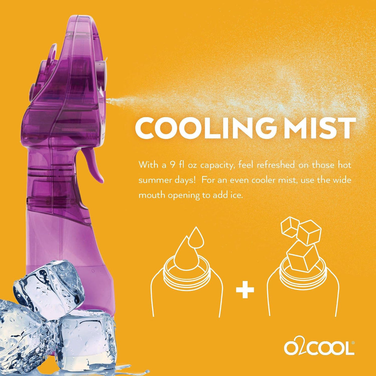 O2COOL Deluxe Handheld Misting Fan Battery Powered Green