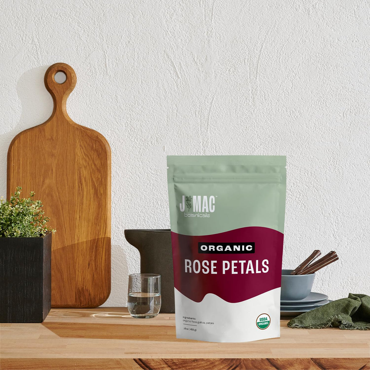 J MAC BOTANICALS, Organic Rose Petals (4 oz) Certified USDA Organic, edible, culinary grade dry rose petal, herbal tea, cooking and crafts