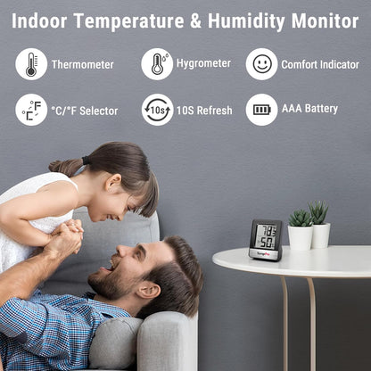 TempPro TP49 3 Pieces Digital Hygrometer Indoor Thermometer Humidity Meter Mini Hygrometer with Temperature and Humidity Monitor Outdoor and Room Thermometer Weather Station (Previously ThermoPro)