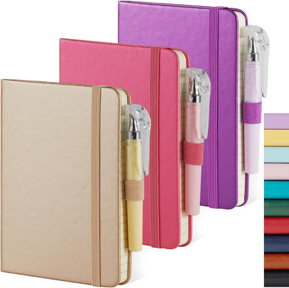 NIRMIRO (3 Pack) Pocket Notebook Small Journal with Pen, 3.7" x 5.7", A6 Mini Notebook for Women Men Work Writing, Hardcover Small Pocket Notepad with 100Gsm Premium Thick Lined Paper, Black Leather