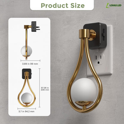 L LOHAS LED Night Lights Plug into wall, Amber Night Light with Adjustable Brightness, Plug in NightLight with Auto Light Sensor, Wall Sconce-Style Design Night Light for Bathroom,Hallway, 2 Pack