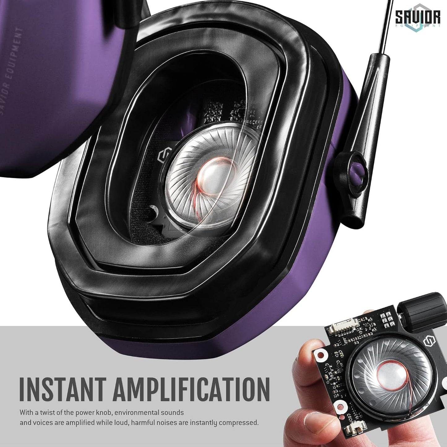Savior Equipment Apollo Electronic Earmuffs For Shooting w/Gel Ear Pads, 24dB NRR, Noise Cancelling Ear Protection Headset