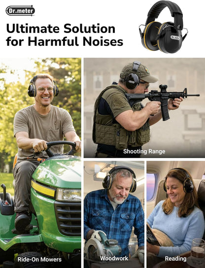 Dr.meter Ear Protection Ear Muffs, Noise Cancelling Headphones for Adults Kids 31dB Earmuffs for Noise Reduction, Hearing Protection for Shooting Gun Range, Mowing, Monster Jam, Sensory, Fireworks