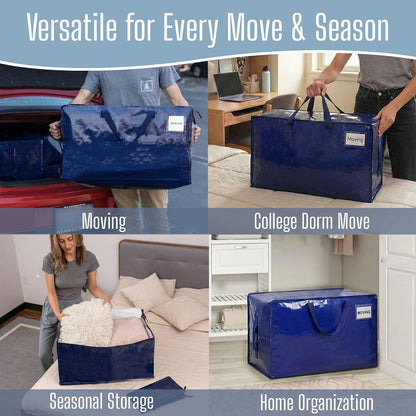 VENO Clear Extra Large Moving Bags & Storage Totes, Heavy Duty Organizer with Reinforced Handles & Strong Zippers for Clothes, College Dorm Essentials, Moving Supplies