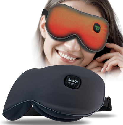 Heated Eye Mask, Cordless Warm Compress for Dry Eyes, Blepharitis & Eye Fatigue - Weighted Heating Pad with 3 Preset Heat Modes, Rechargeable, Auto Shut-Off, Washable Cover for Sleep & Travel