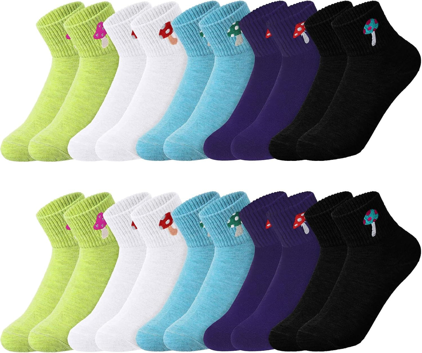 Eurzom 10 Pairs Socks Womens Crew Elastic Ankle Length Cotton Socks Aesthetic Cute Lightweight Low Cut Gifts for Women - Colors B
