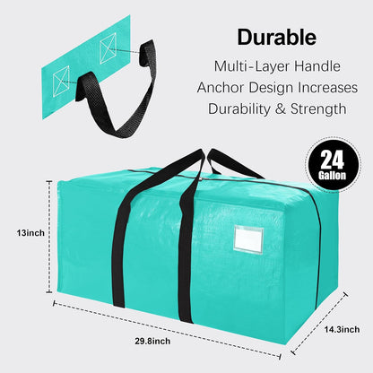 VELVETSURE Heavy Duty Extra Large Moving Bags W/Backpack Straps - Strong Handles & Zippers, Storage Totes For Space Saving, Fold Flat, Alternative to Box and Bin (Set of 6, Multicolor)