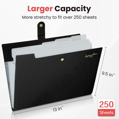 Sooez Accordion File Organizer 8 Pocket, Expanding File Folder with Labels