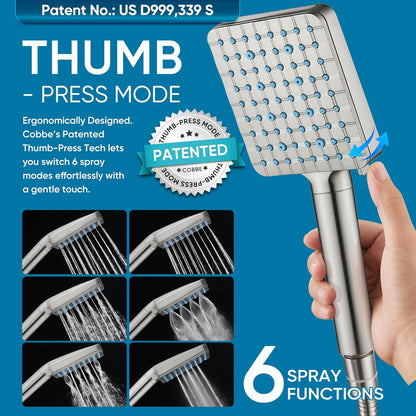 Cobbe Filtered Shower Head with Handheld, High Pressure 6 Spray Mode Showerhead with Filters, Water Softener Filters Beads for Hard Water - Remove Chlorine - Reduces Dry Itchy Skin, Chrome
