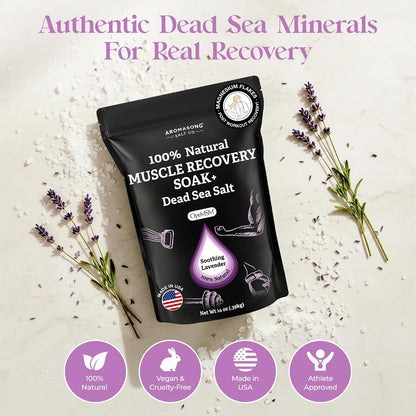 Aromasong Muscle Recovery Bath Soak - Enriched with Dead Sea Salt, OptiMSM, Magnesium Flakes & Essential Oils | Pain Relief Bath Soak for Post-Workout Soreness | Made in USA, 14 oz Bag