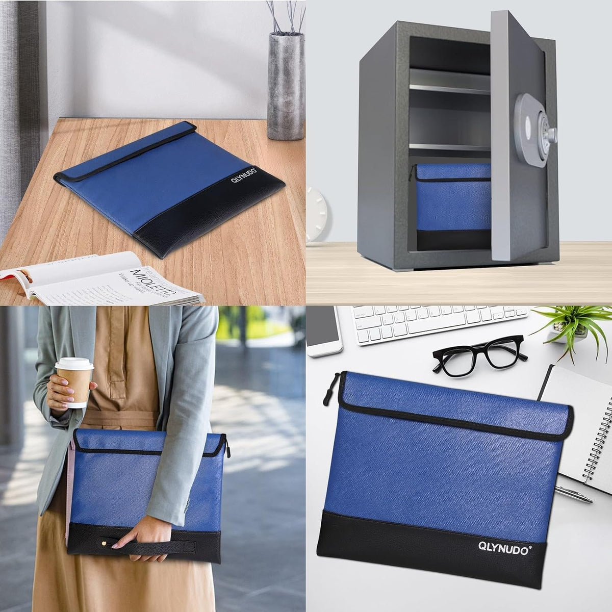 Fireproof Money Bag 2 Pack, Waterproof Document Pouch for Cash & Passport
