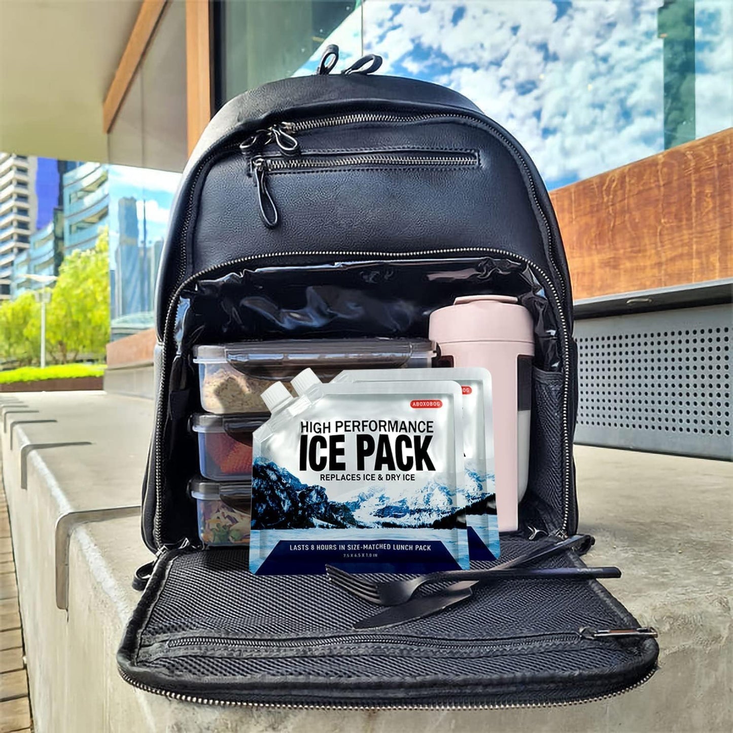 Reusable Ice Packs for Cooler Bag & Large Lunch Box, Long Lasting Gel Freezer Pack for Backpack, Heavy Duty Cold Packs for Camping, Travel, 3 Pack (9.8"x9.8")