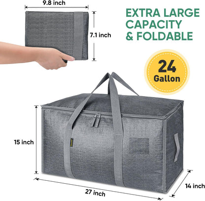 BALEINE Oversized Moving Bags with Reinforced Handles, Heavy-Duty Storage Tote for Clothes, Moving Supplies (Clear)