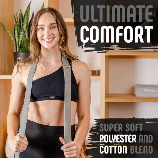 Gradient Fitness Yoga Strap, Friction-Less Easy-Feed Buckle, Super Soft Cotton/Polyester Blend Webbing, Free eGuide. (8 Feet)