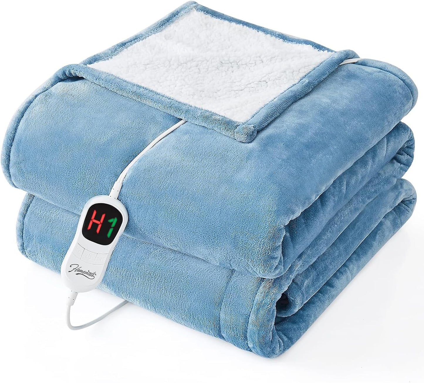 Homemate Electric Heated Blanket Twin - 62"x84" Heating Bed Blankets Throw with 10 Heating Levels 8 Hours Auto Off Fast Heating Over-Heated Protection Ultra Soft Warm Flannel ETL Certified Grey - Colors B