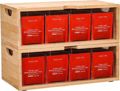 Bamboo Stackable Tea Bag Organizer, 2-Piece