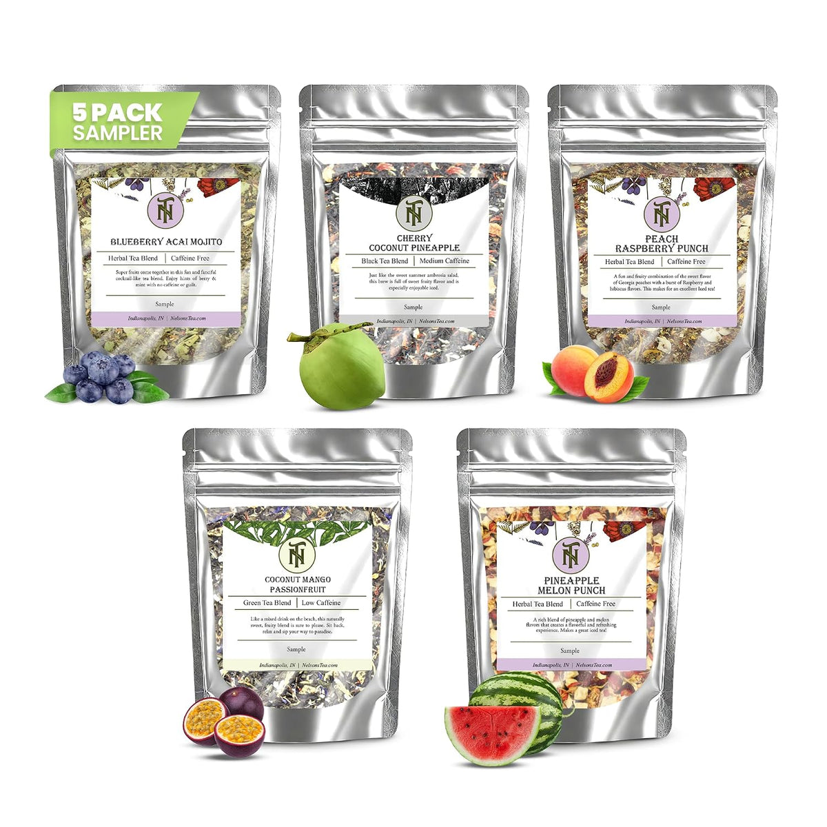 Nelson's Tea Chai Sampler Pack 5 Flavors Variety Loose Leaf Tea, Sample