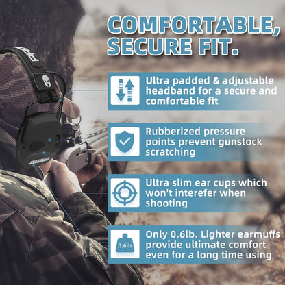 PROHEAR Electronic Ear Protection for Shooting with 4X Sound Amplification, Gun Range Hearing Protection Muffs, NRR 23dB Noise Reduction Headphones for Hunting, Green