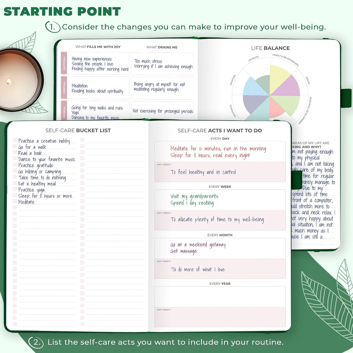 Clever Fox Self-Care Journal for Women, Daily Planner 5.8x8.3 Aquamarine