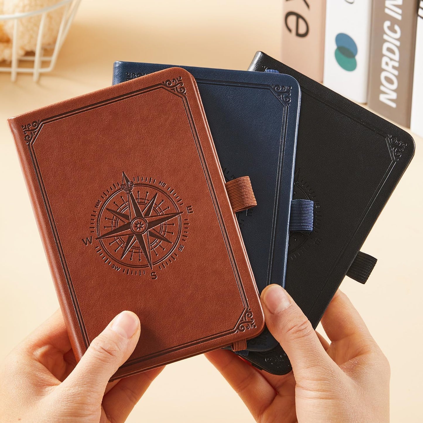 NIRMIRO (3 Pack) Pocket Notebook Small Journal with Pen, 3.7" x 5.7", A6 Mini Notebook for Women Men Work Writing, Hardcover Small Pocket Notepad with 100Gsm Premium Thick Lined Paper, Black Leather
