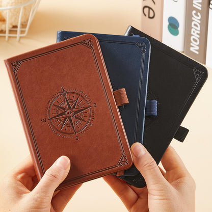 NIRMIRO (3 Pack) Pocket Notebook Small Journal with Pen, 3.7" x 5.7", A6 Mini Notebook for Women Men Work Writing, Hardcover Small Pocket Notepad with 100Gsm Premium Thick Lined Paper, Black Leather