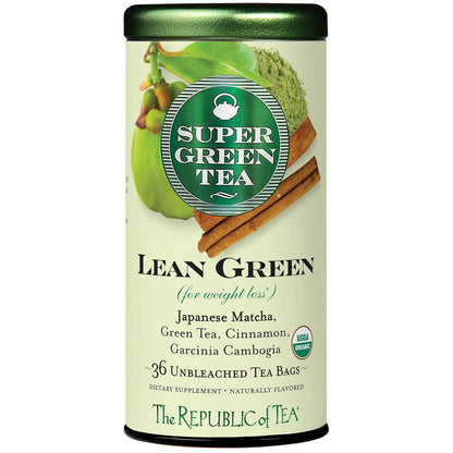 The Republic of Tea SuperGreen Organic Lean Green Tea, 36 Count
