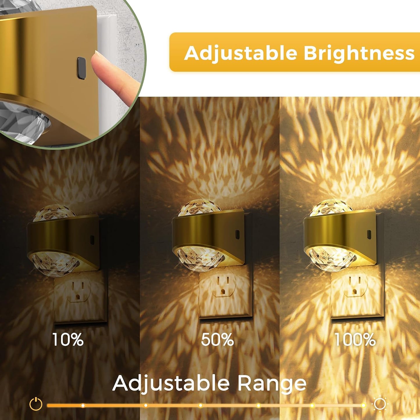 L LOHAS LED Night Light,Projector Night Light with Dusk to Dawn Sensor,3000K Soft White, Brightness Adjustable,Plug in Nightlight for Bathroom,Bedroom,Hallway,Party,Home Decor