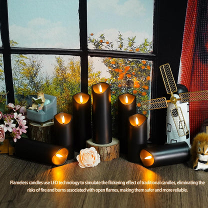Nimiko Flameless Candles with Remote, Battery Operated Flickering Flameless Candles, LED Candles with Timer 2/4/6/8H, with Realistic LED Candles Set of 9 (D3 x H 3" 4" 5" 6" 7") (Ivory)
