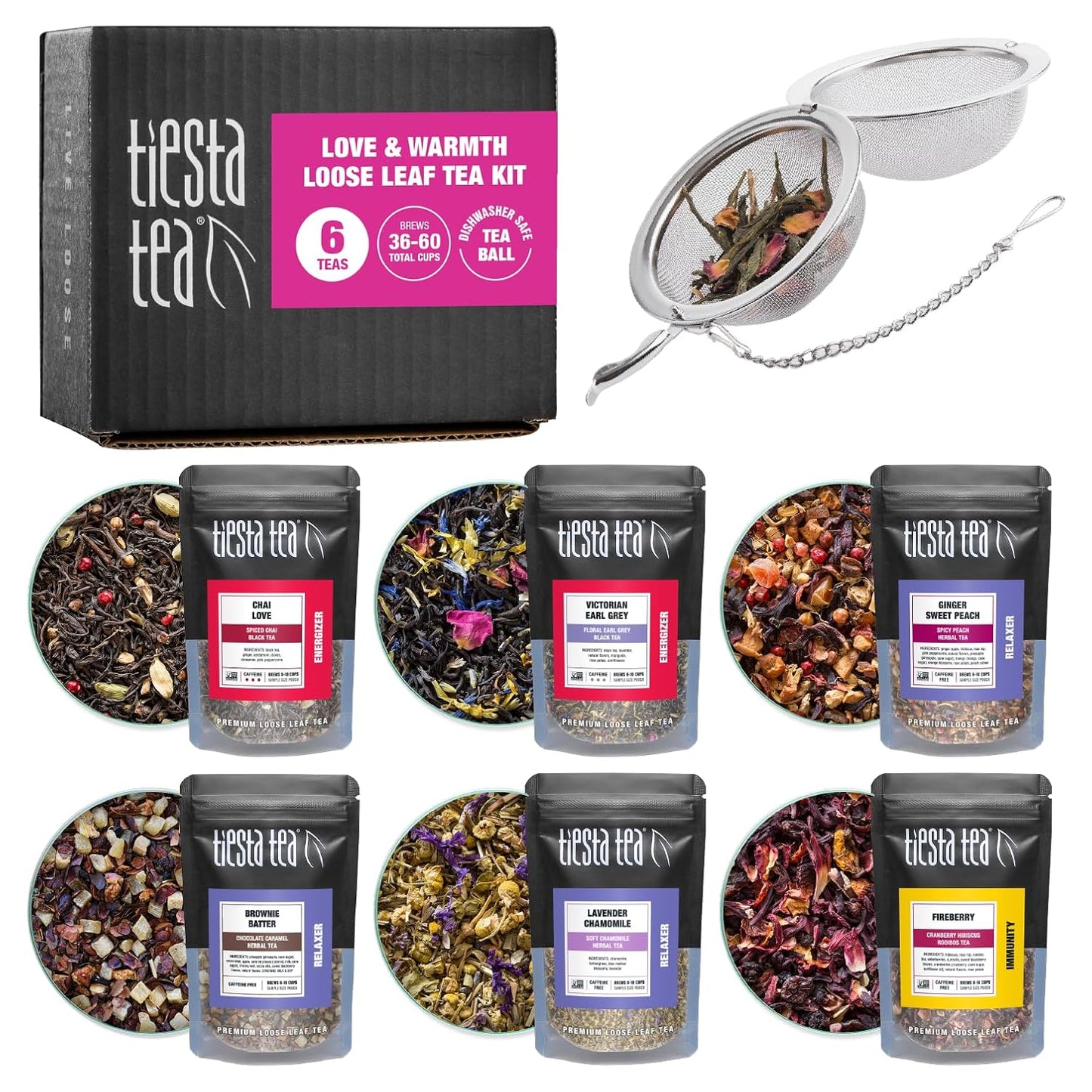 Tiesta Tea Premium Starter Loose Leaf Sampler Kit - Classic Tea Blends