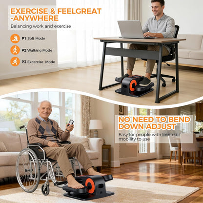 Under Desk Elliptical, Elliptical Leg Exerciser for Seniors, Home Portable Elliptical with Remote Control and 12 Adjustable Speeds, Electric Seated Pedal Exerciser