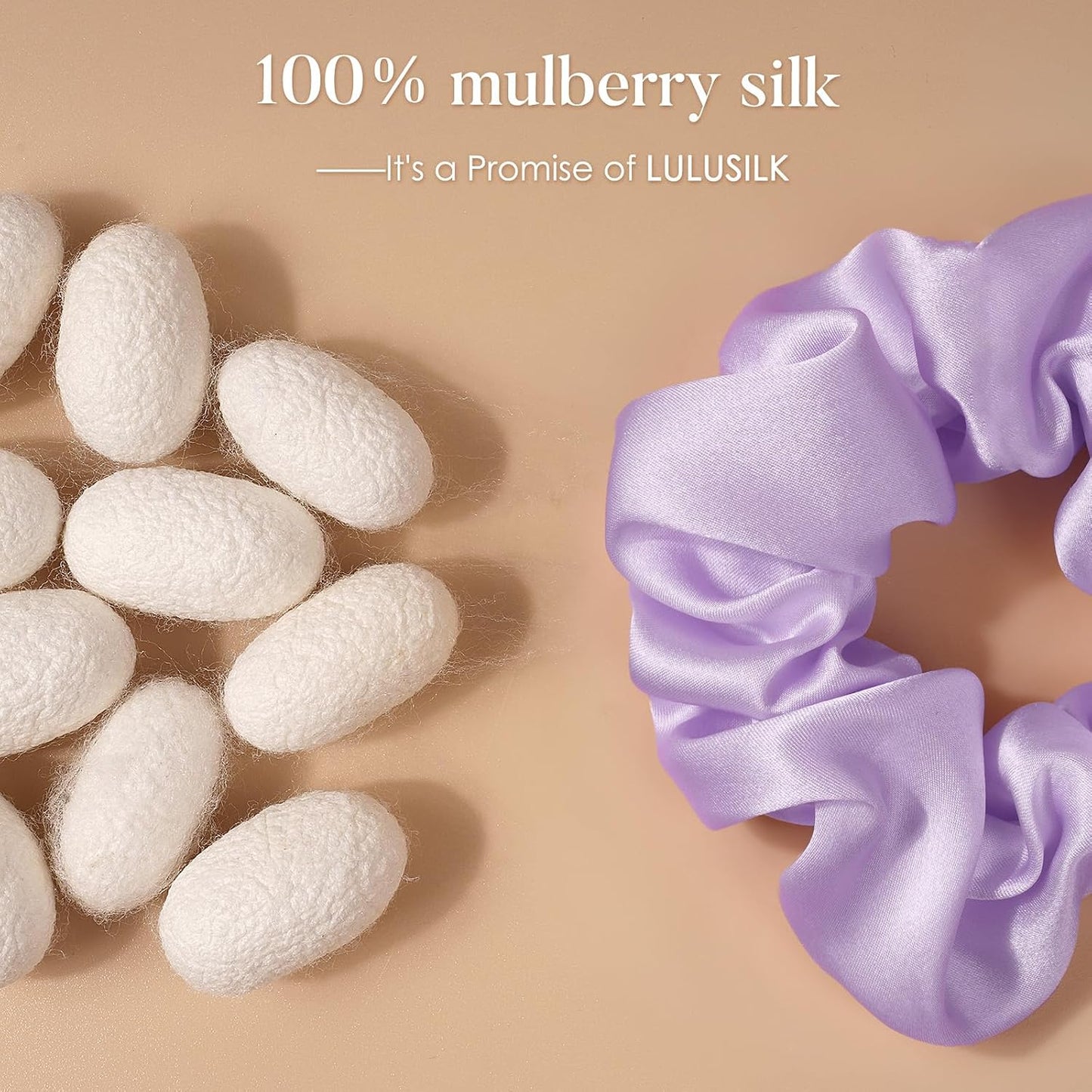 LULUSILK Silk Scrunchies for Hair Sleep, 100% Real Mulberry Silk, No Damage Hair Ties for Women and Girls, Classic Black, Pack of 3