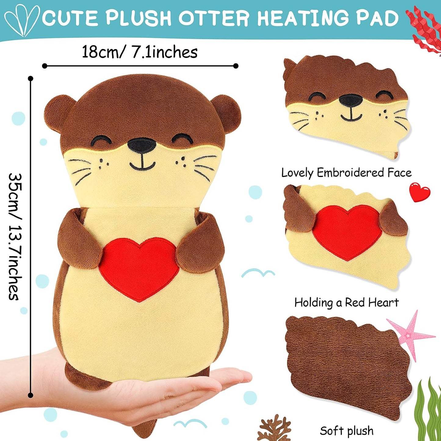 Microwave Heating Pad for Period Cramps,Otter Microwavable Heating Pad for Shoulder Neck Back Knee Pain Relief with Lavender Scented,Cute Otter Plush Toys Heat Pack for Women Kids Birthday
