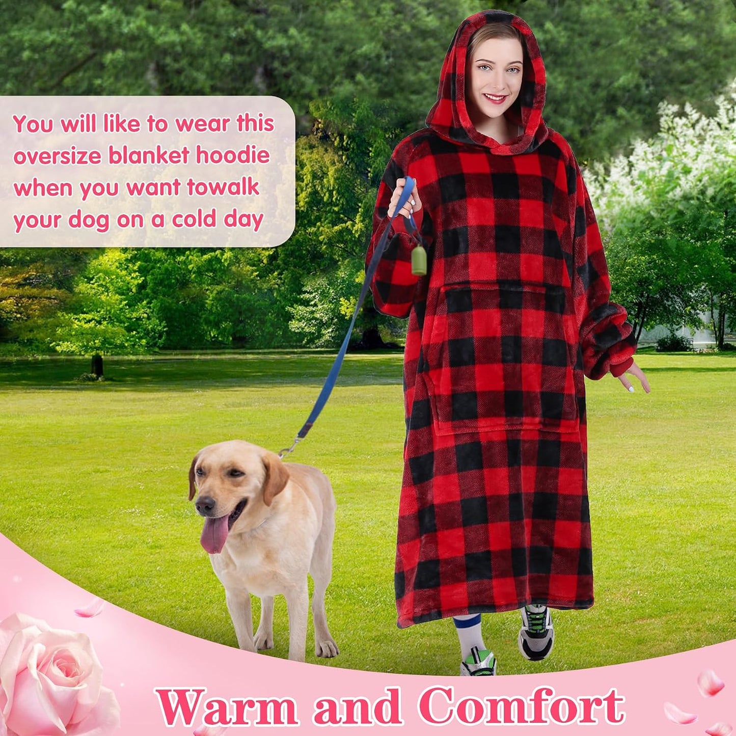 Waitu Wearable Blanket Sweatshirt Gifts for Women and Men, Warm and Cozy Giant Blanket Hoodie, Thick Flannel Blanket with Sleeves and Giant Pocket - Dark Gray