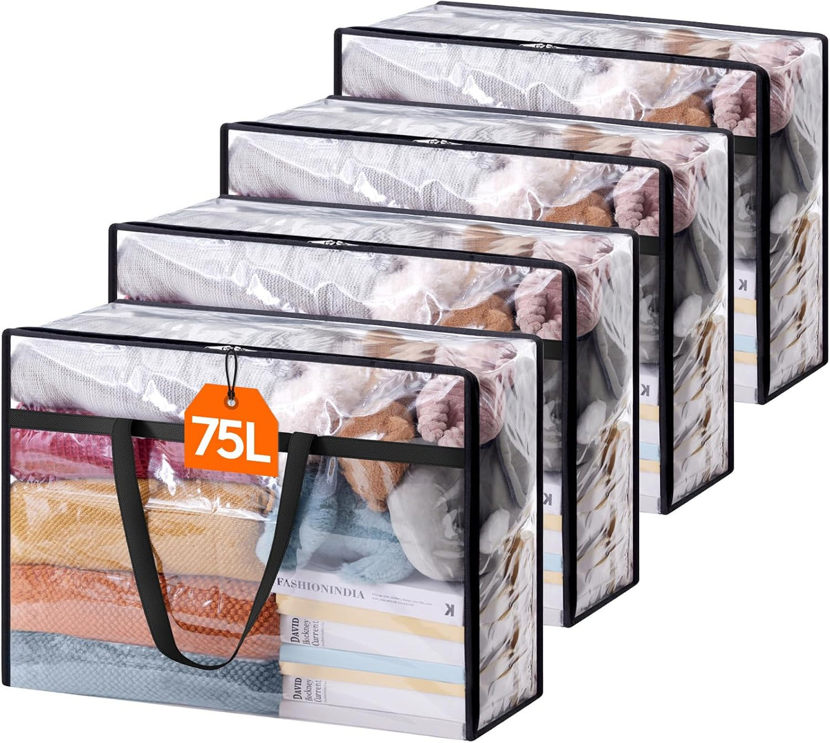 Lifewit 45L Clear Clothes Storage Bags,Plastic Foldable Blanket Storage Bag