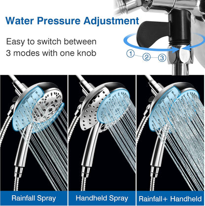 INAVAMZ Shower Head with Handheld High Pressure: Hand Held Shower Head & Rain Shower Head 2-IN-1 Shower Head with 59" Rotatable Stainless Steel Hose, Shower Trim Systems, Sliver 2.5 GPM 15391 Filter