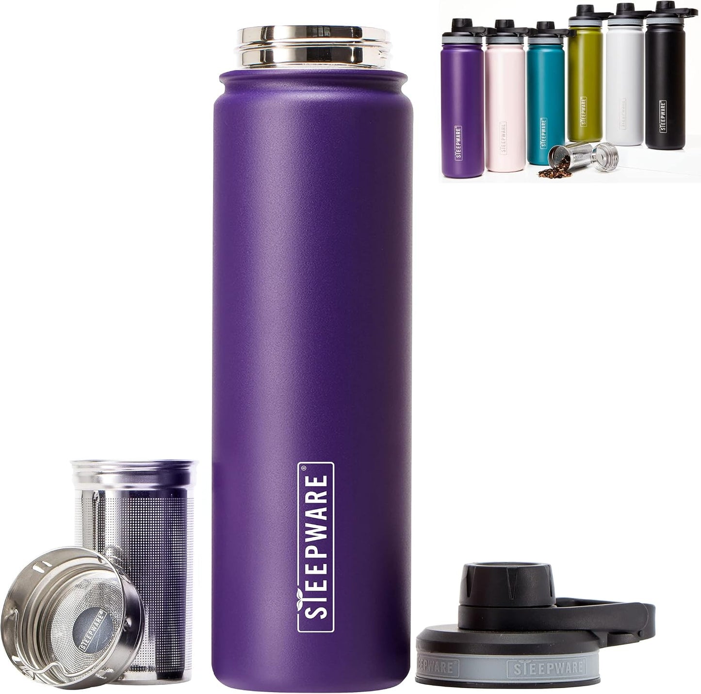 The Tea Spot Steepware Tea Tumbler and Thermos, 22oz, Tea Bottle with tea infuser for loose leaf tea or iced coffee, Sleek Double Wall Tumbler & Insulated Travel Bottle - Teal