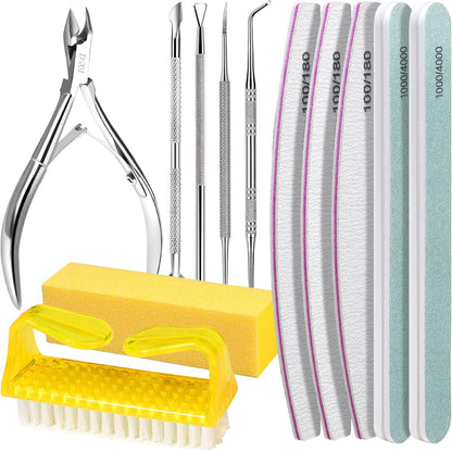 FANDAMEI Nail Care Kit, Nail Files 100/180, Nail Buffer Block, Cuticle Nippers, Cuticle Trimmer, Cuticle Pusher, Nail Tools, Nail Kit, Pedicure & Manicure Tools, Nail Prep Kit, Manicure Kit for Women