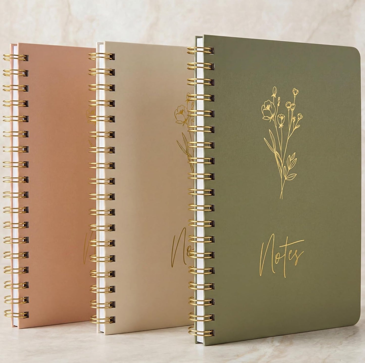 ZICOTO Aesthetic Spiral Notebook Set of 3 For Women - Cute College Ruled 8x6 Journal/Notebook with Large Pockets And Lined Pages - Perfect Supplies to Stay Organized at Work or School