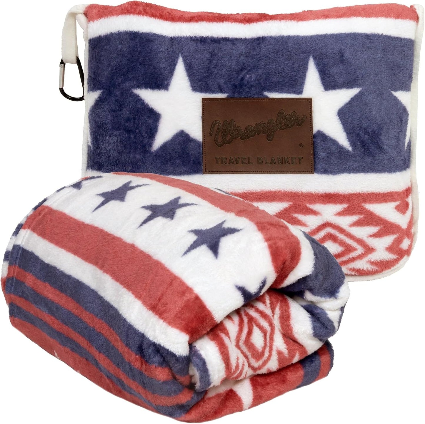 Carstens, Inc. Travel Blanket, Premium Compact 2-in-1 Airplane Blanket/Pillow, Open Sky Blue Aztec