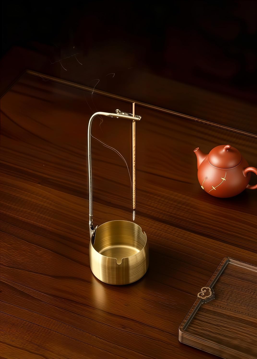 Modern Incense Holder with Flexible Metal Stand, Silver Ash Collector Base, Minimalist Design for Home Meditation and Aromatherapy. (Black + Clip)