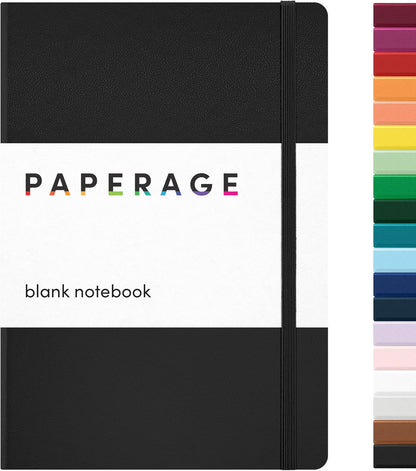 PAPERAGE Lined Journal Notebook, Hardcover Journal for Women & Men, 160 Pages, (5.6 in x 8 in), College Ruled Journaling Notebook for Work, School Supplies & Note Taking, (Black)