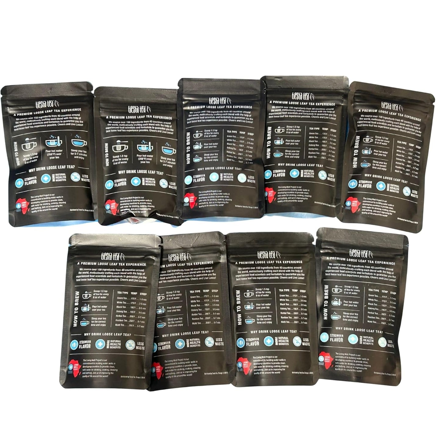 Tiesta Tea - 8 Herbal & Rooibos Sampler Dry Flight Set, Loose Leaf, No Caffeine, Makes Hot and Iced, Assorted Tea Sets with Herbal, Chai, Fruit Blends & More, 8 Resealable Sample Pouches