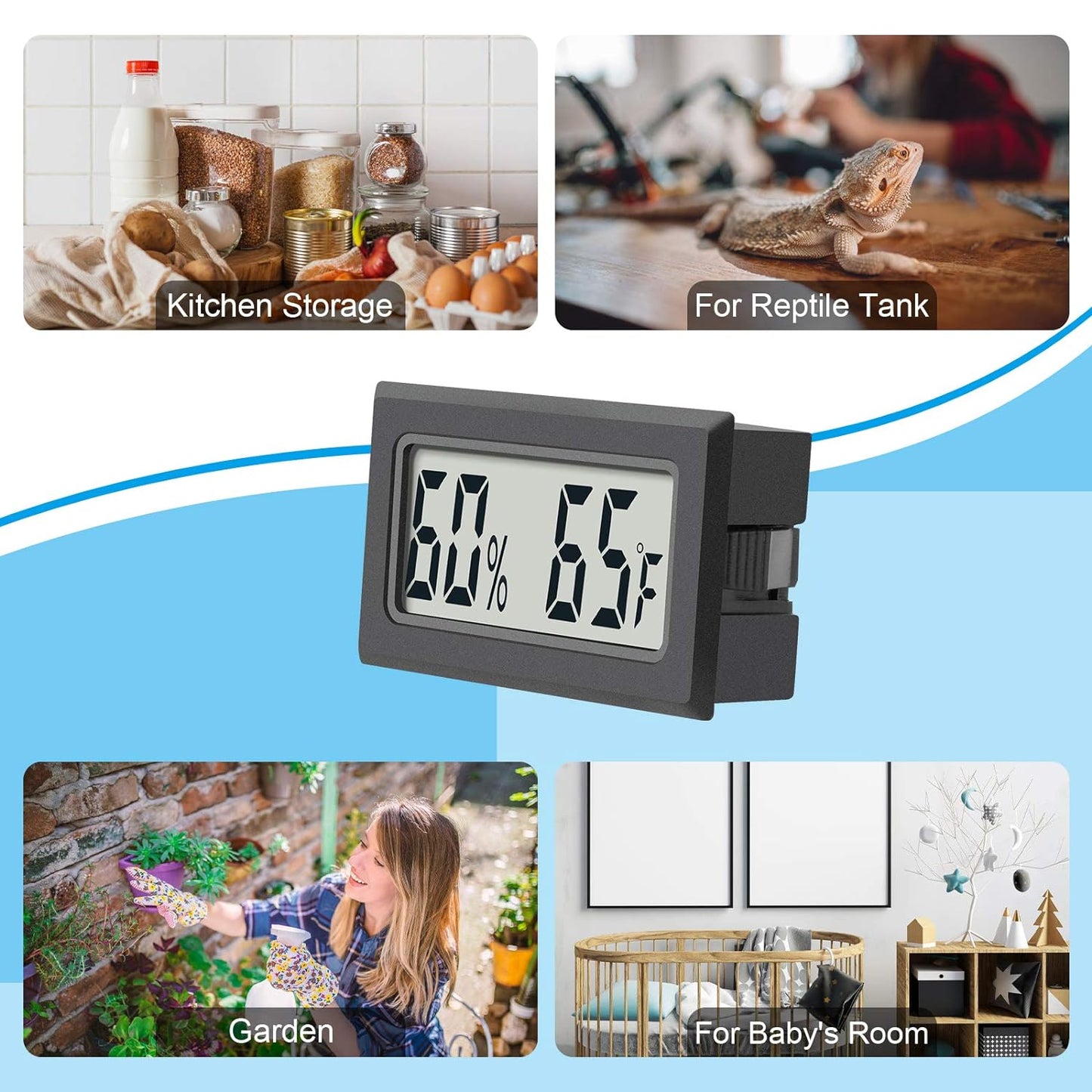 Mini Digital Thermometer 2-Pack Hygrometer Indoor Humidity Monitor Temperature Humidity Gauge Meter with Fahrenheit (℉) for Greenhouse, Garden, Cellar, Closet Etc by DWEPTU