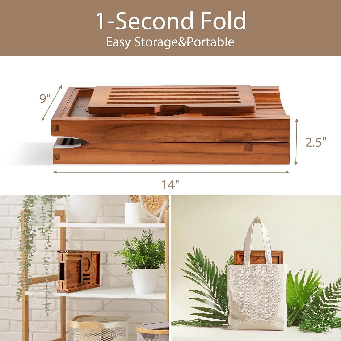 Bamboo Bathtub Tray Caddy - Splash-Proof Adjustable (28.5-40") with Wine Holder, Tablet Stand & Non-Slip Grip | Spa-Grade Organizer for Bath Essentials & Reading- Walnut