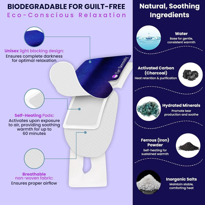 Eye Serenity Steam Eye Mask, Heated Eye Mask, Self Heating Warm Compress for Dry Eyes, Fast Relief for Stye, Puffy Sensitive Eyes, Moist Heat, Gift for Women and Men - Unscented
