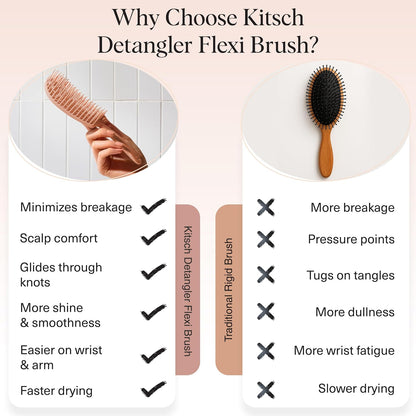Kitsch Hair Brush Detangler – Flexi Flow Hair Brush for Women, Men & Kids | Detangling Brushes for Curly Hair with Bendable Frame, Bounce Curl Defining Brush for Wet or Dry Strands - Soft Violet