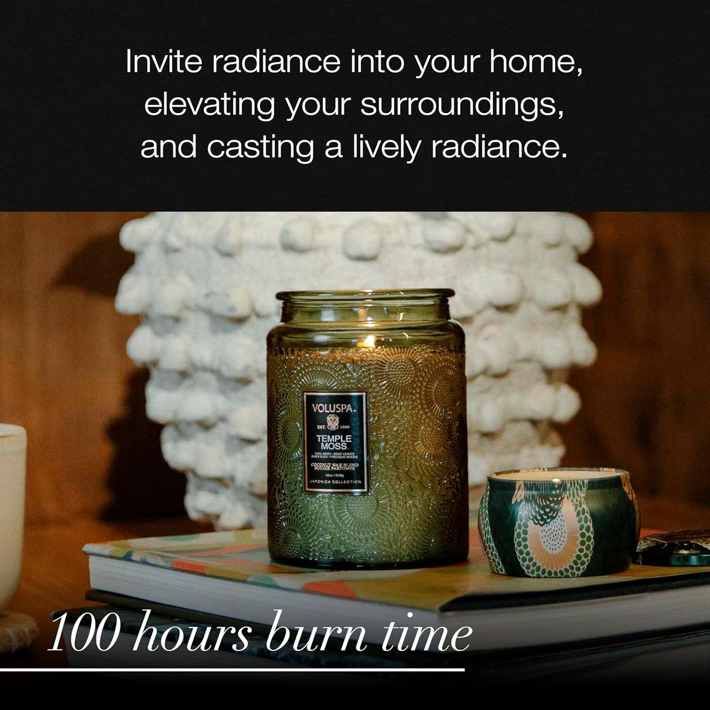 Voluspa Baltic Amber Candle, 18 oz, Coconut Wax Blend, Scented Candles for Home, 100 Hour Burn Time, Candle Jar